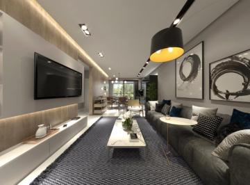 Living decorado com estar e jantar integrados (imagem ilustrativa) · Acquamarine em Cabeçudas: 2 suítes e 93 m² a 200 m do mar