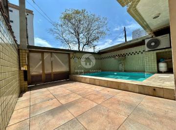 Casa · 160m² · 3 Quartos · 2 Vagas · Sobrado 3 Dormitórios, Suíte com Hidromassagem, Piscina, Churrasqueira e 2 Vagas no Embaré – Santos/
