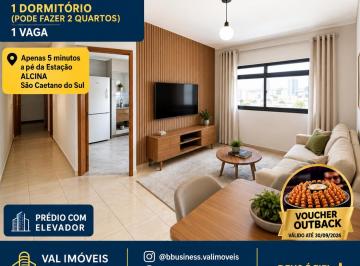 Apartamento de 1 quarto, São Caetano do Sul · Apenas 360mil. Apartamento 56m² 1 dormitórios com opção 2 quartos 1 vaga