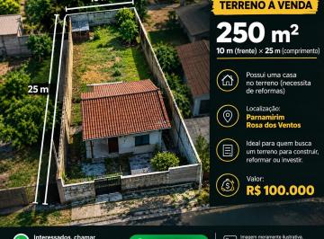 Terreno , Parnamirim · Terreno de 250 m² com casa em Rosa dos Ventos