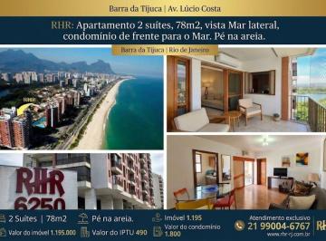 Apartamento de 2 quartos, Rio de Janeiro · Barra da Tijuca|Av. Lúcio Costa|RHR: Apartamento 2 suítes, 80m2, visita mar lateral