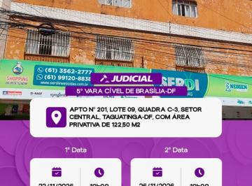 Apartamento Venda de 3 quartos · LEILÃO JUDICIAL DE APTO EM TAGUATINGA COM 50% DE DESCONTO!