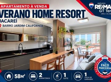 Apartamento · 58m² · 2 Quartos · 1 Vaga · APARTAMENTO À VENDA EDIFÍCIO VERANO HOME RESORT - 58m2 - 2 DORIMITÓRIOS - 1 SUÍTE - CIDADE DE JACARE