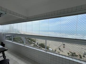Apartamento · 58m² · 2 Quartos · 1 Vaga · Apartamento 2 quartos suíte frente mar mobiliado à venda Mirim Praia Grande