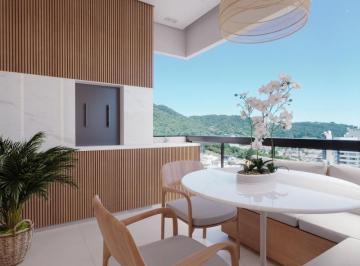 Sacada com mesa e vista dos morros (imagem ilustrativa) · Apartamento com 2 suítes e lavabo no Ravello, Fazendinha, Itajaí