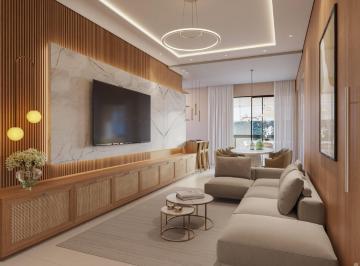 Living decorado com painel de TV e sofá (imagem ilustrativa) · Apartamento com 2 dormitórios e suíte no Ravello, Fazendinha, Itajaí