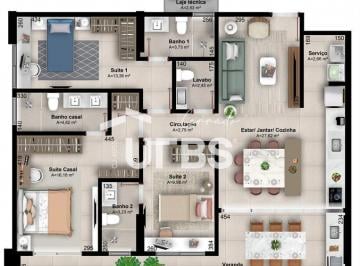 Apartamento · 120m² · 3 Quartos · 2 Vagas · Acqua Design | 3 suítes Frente lago