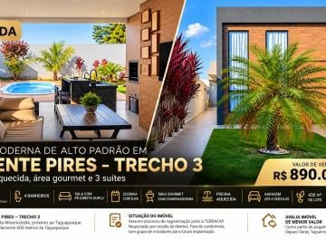 Casa de 3 quartos, Vicente Pires · Casa à Venda em Vicente Pires Trecho 3 com 3 Suítes, Piscina Aquecida e Área Gourmet 250m²