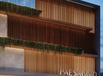 Fachada do Paesaggio com brises de madeira (imagem ilustrativa) · 2 suítes, lavabo e 78 m² no Paesaggio, lançamento em Itajaí
