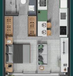 Planta 35m² · Apartamento Studio - Cubo 123