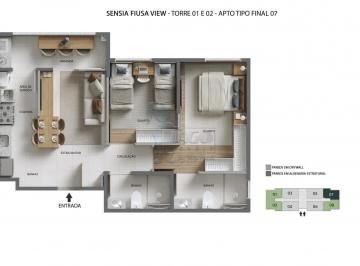 Planta · Lançamento: Sensia Fiúsa View - Apartamento de 58 m² Com Suíte E Varanda Gourmet À Venda - Quinta Da
