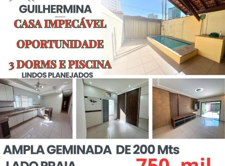 Casa Para Venda Em Praia Grande, Guilhermina, 3 Dormitórios, 1 Suíte, 1 Banheiro, 3 Vagas
