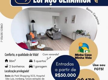 Apartamento · 86m² · 3 Quartos · 1 Vaga · Apartamento de 86 m² 2 Dormitórios Com 2wc Varanda 1 Vaga Em Frente Ao Shopping Cerâmica