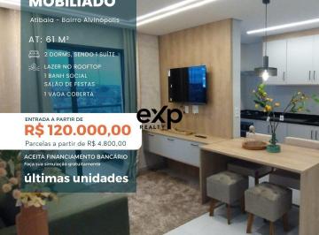 Apartamento · 61m² · 2 Quartos · 1 Vaga · Apartamento Com 2 Dorms, Sendo 1 Suíte Mobiliado E Decorado No Alvinópolis - Atibaia